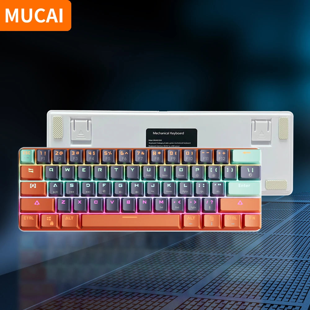 MUCAI 61 key mechanical keyboard mini portable practical red axis wired hot swappable RGB cool effect
