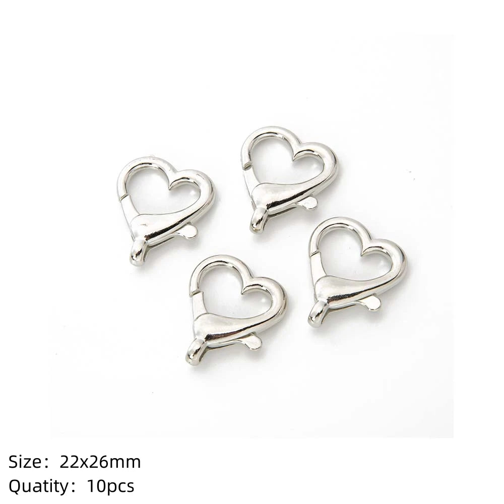 10pcs 22x26mmHeart Lobster Clasp Hook for DIY Keychain Jewelry Key Ring Craft Making Supplies Accessories Findings Material