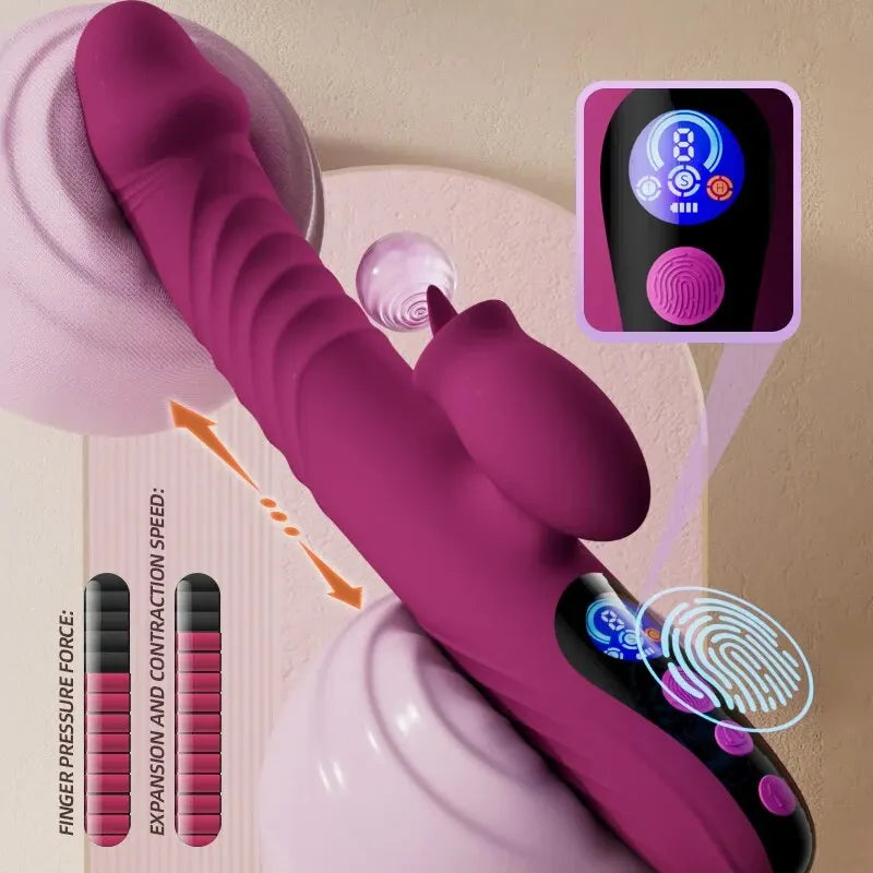 Heating Telescopic Sex Toy Silicone Vibrator Rechargeable Waterproof G-Spot Clitoral Stimulator Lick Stimulation Dildo Sex Toys