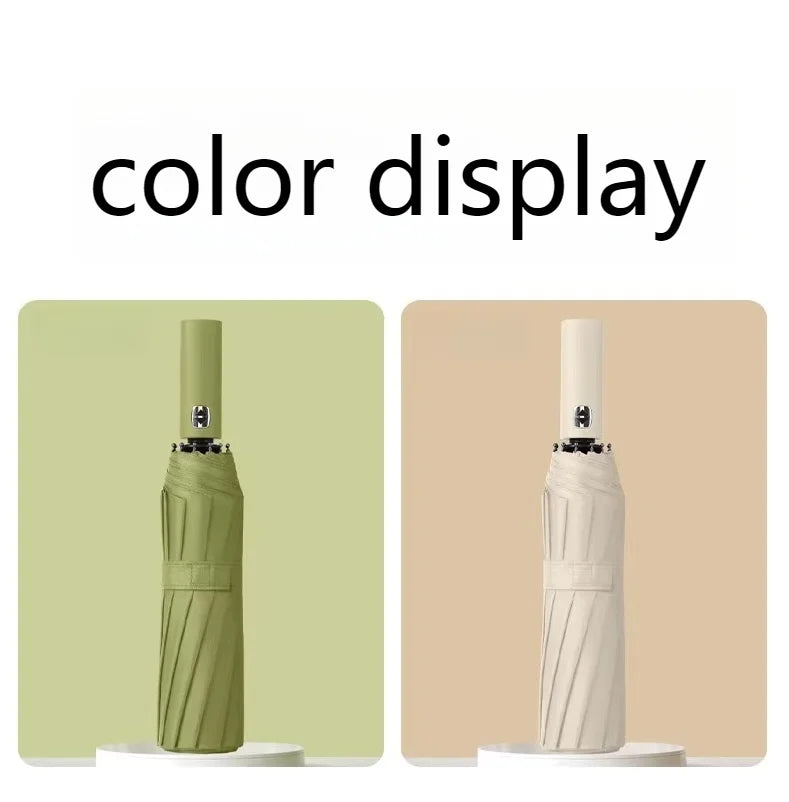 12 Bone Black Glue Fully Automatic Umbrella With Thick And Durable Keel Three Fold Umbrella UV Resistant Folding Umbrella 12 Bon