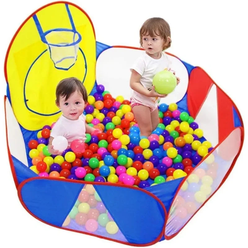 Kids Ball Pit Pop Up Childrens Ball Pits Tent for Toddlers Playhouse Baby Crawl Playpen with Basketball Hoop Zipper Storage Bag