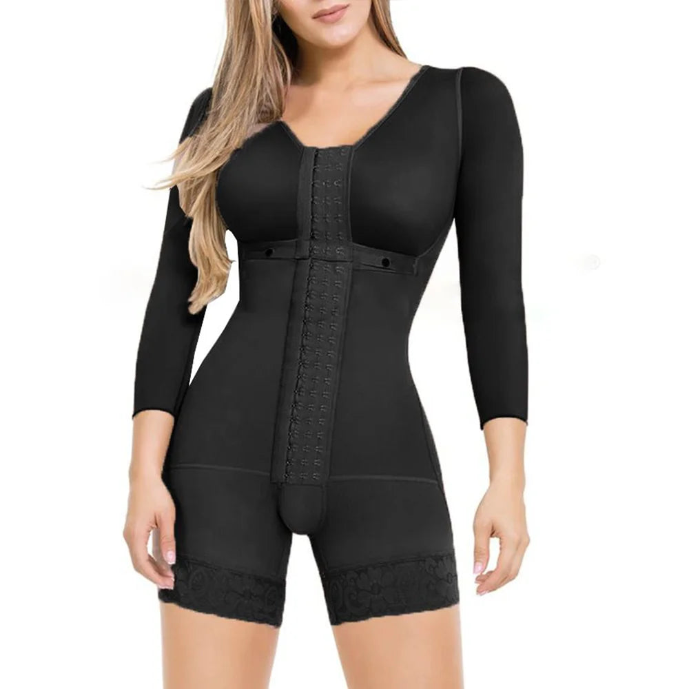 Women's Corset Firm Control Shapewear Full body Fajas Long Sleeves Waist Trainer Slimming Bodysuit Post Surgery High Compression