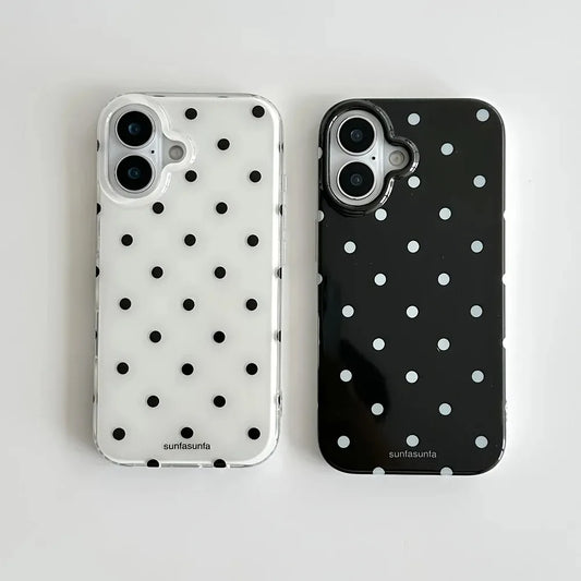 Black White Polka Phone Case for Tecno Spark 30c 20c 10 Go Camon 40 30 20 itel A60 A70 A48 RS4 P36 S23 Premier Pro 4G 5G Cover