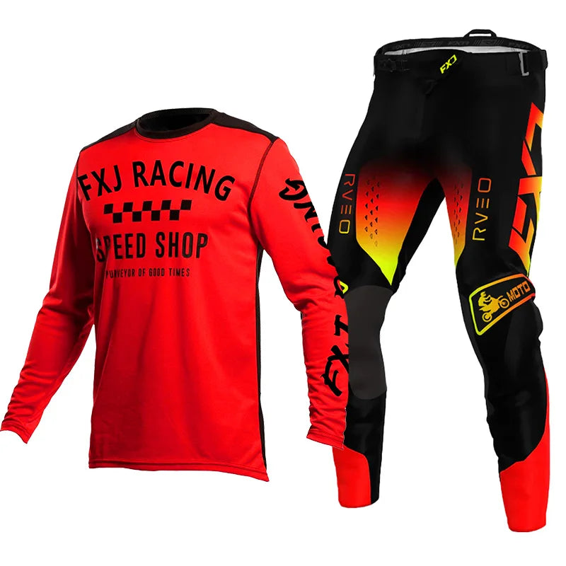Motorcycle racing suit cross Mens Women'sMotocross Jersey Pant Kits Enduro MX MTB Off-road green red black pink yellow blue