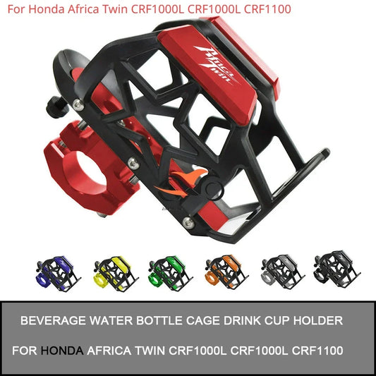 For Honda Africa Twin CRF1000L CRF1000L CRF1100 Universal CNC Motorcycle Beverage Water Bottle Cage Drink Cup Holder Sdand Mount