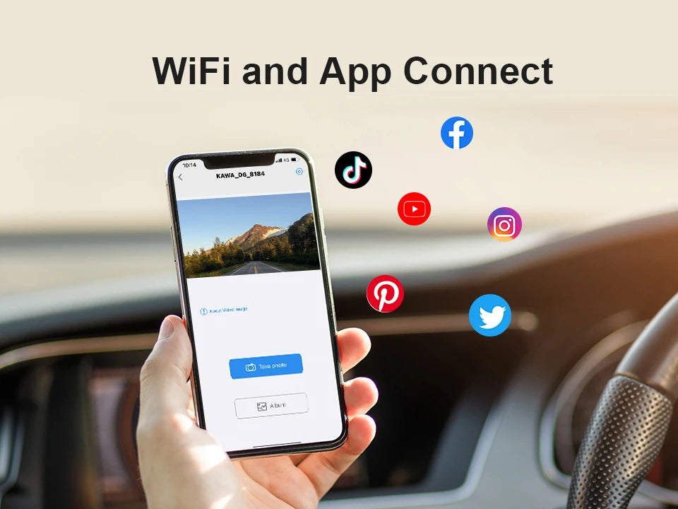 KAWA Car DVR D6 Dash Camera for Car 1440P Video Recorder Voice Control 24H Parking Mode App Control Night Vision Dash Cam