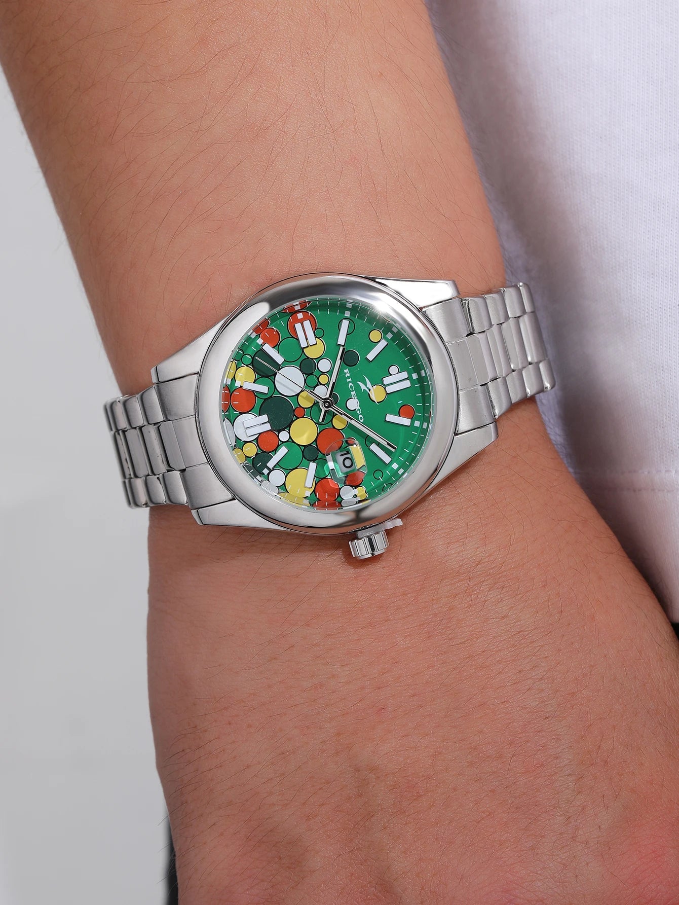 Classic Men's Quartz Watch Luxury Fashion Calendar Date Clock Round Glass Mirror Stainless Steel Business Wristwatch for Gifts ﻿