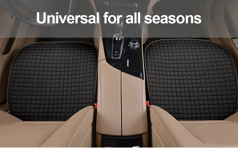 Flax Car Seat Cover Four Seasons Front Rear Linen Fabric Cushion Breathable Seat Protector Mat Pad for Auto Interior Accessories