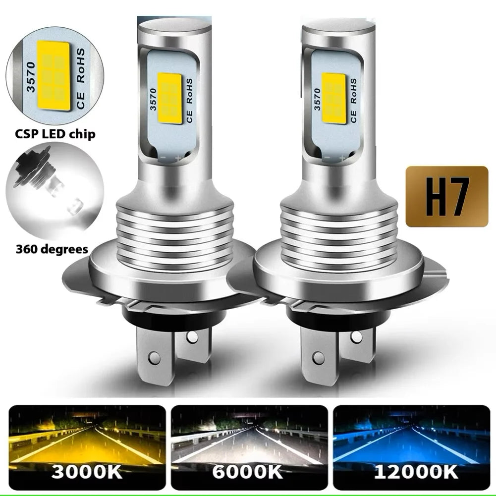 2Pcs LED Car Headlight H4 H7 H11 H10 Bulbs 3000K 6000K 4300K 9005 HB3 9006 HB4 H8 H1 H3 Auto Lights Automobile Driving Fog Lamp