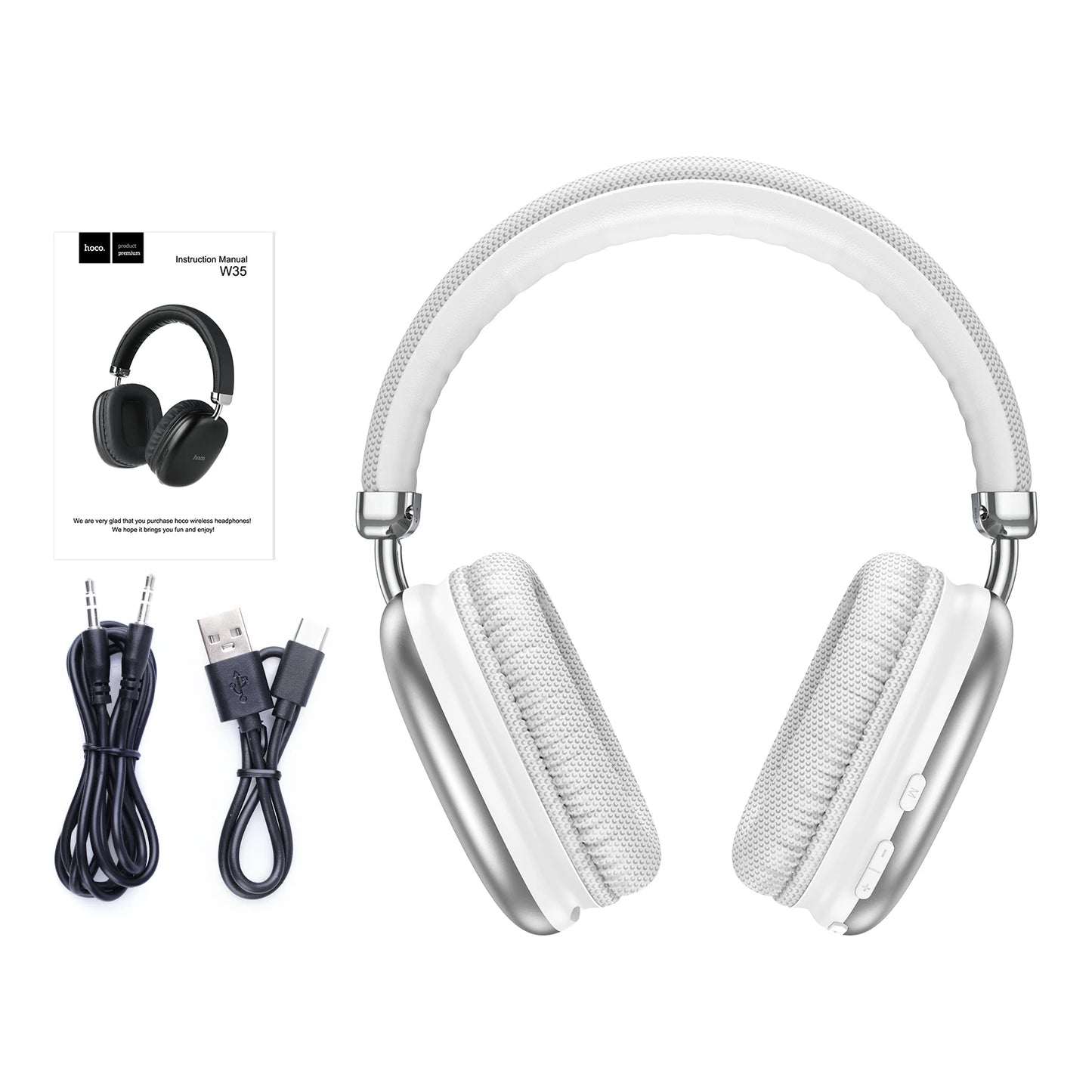 HOCO Bluetooth Headsets Wirless Earphone Hifi Audio Music Phone Call Big Earphones Gaming Over The Ear 40MM High Sounds Earbuds
