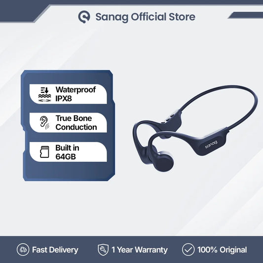 Sanag B60 True Bone Conduction Wireless Earphone Swimming Riding Headphones 64GB Memory Offline Local MP3 Playback Earbuds