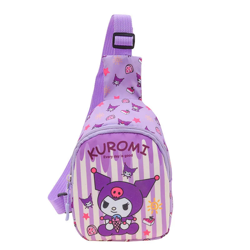 Hello Kitty Children Chest Bag Sanrio figure Kuromi Cute Coin Purse Shoulder Bag Boy Girl Cross Body Bag Fashion Messenger Bag