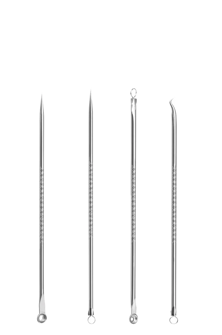Stainless Steel Beauty Needle Acne Needle Dual-purpose Acne Remover Acne Removing Acne Beauty Tools Pimple Pin 4 PCs Set