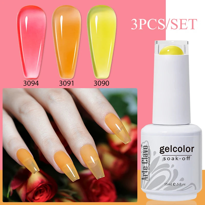 3PCS/Set Arte Clavo Gel Nail Polish Kit 15ml Nail Art UV LED Gel Set For Manicure Long Lasting Gel Polish Set Soak off Varnishes