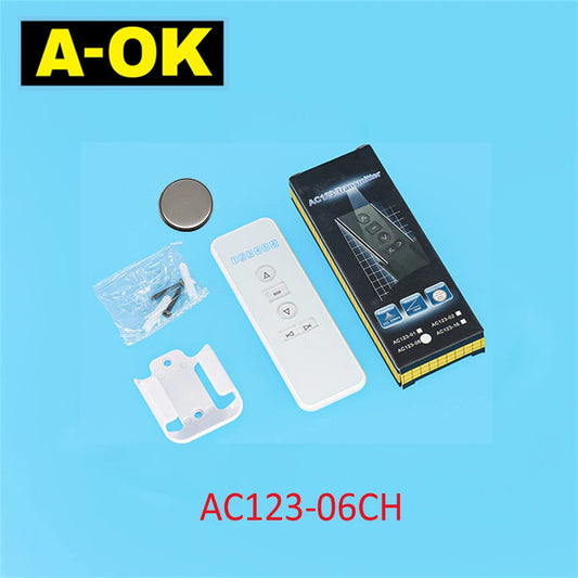 A-OK AC123-6 Channel Hand-held Remote for A-OK RF433 Electric Curtian Motor Tubular motor,Control 6pcs motors,with Battery