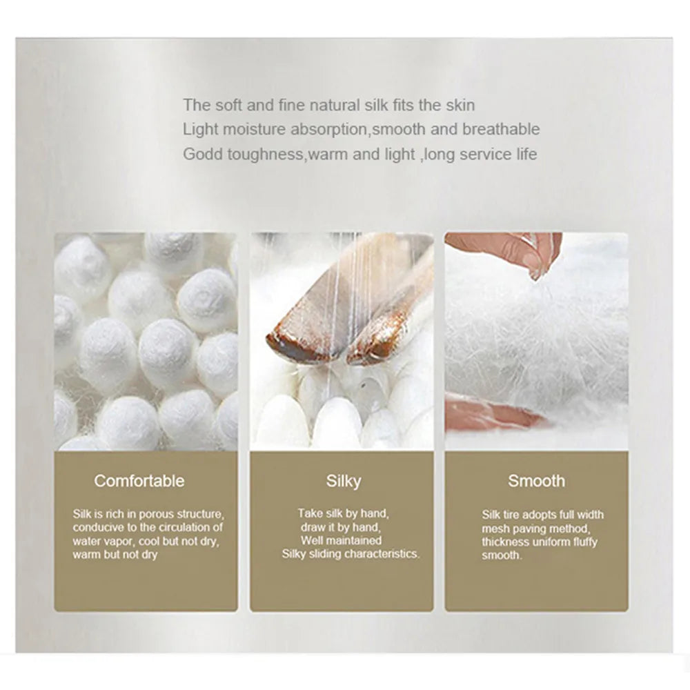 Sondeson Luxury Natural 100% Silk Quilt Warm Jacquard White Duvet Soft Comforter Queen King Silky Healthy Blanket For Sleep 1pcs