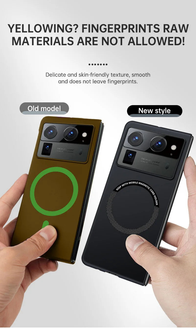 Ultra-thin Frameless Phone Case For Tecno Phantom V Fold2 Tecno V Fold Luxury Magsafe Magnetic Hard Cover