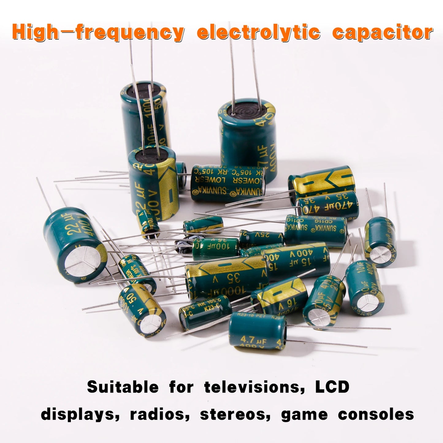 5-100pcs High Frequency Aluminum Electrolytic Capacitor 10V 16V 25V 35V 50V 400V for TV, LCD Monitor, Game