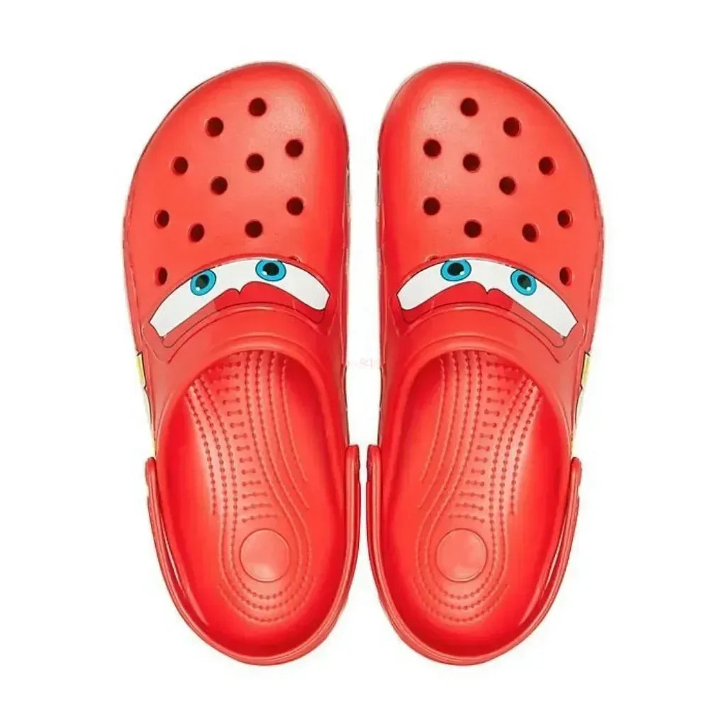 Disney Aoger Lightning Mcqueen Pixar Cartoon Solid Waterproof Slippers Outdoor Beach Shoes Sandals Casual Ankle-wrap Eva Shoes