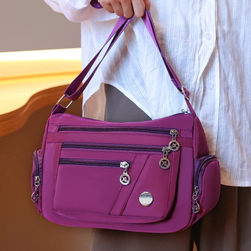 Large Capacity Women Crossbody Bag Waterproof Tote Casual Nylon Shoulder Bag Purse Handbag Lightweight Travel Messenger Bag