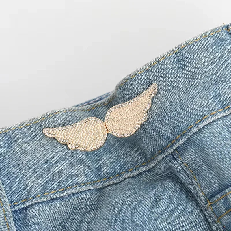 Adjustable Tightener Waist Buckle for Jeans, No Sewing Required Butterfly Button Adjuster for Pants and Skirts Waist
