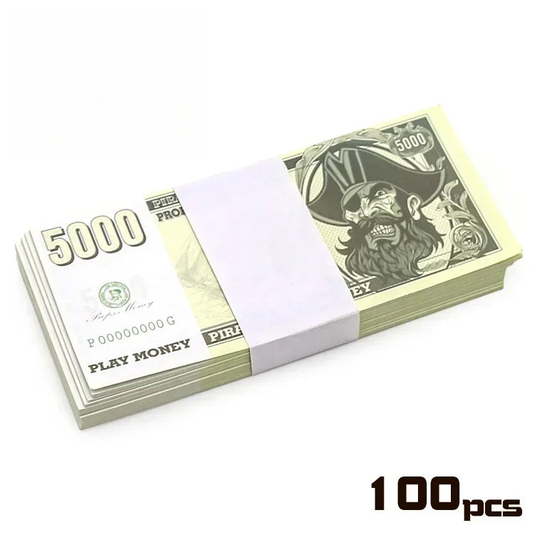 100PCS Pirate Currency Banknotes Props Festival Paper Money Kids Toys New Face Value Prop Game Banknote Home Halloween Decor