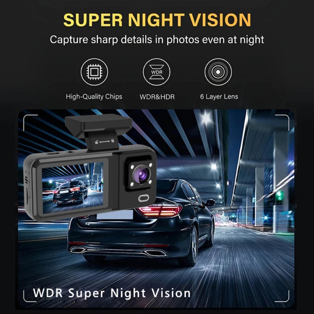 3 Channel HD1080P Car Dvr Mini Dash Cam Interior Vehicle Three Way Camera DVRs Recorder Video Registrator Dashcam Camcorder