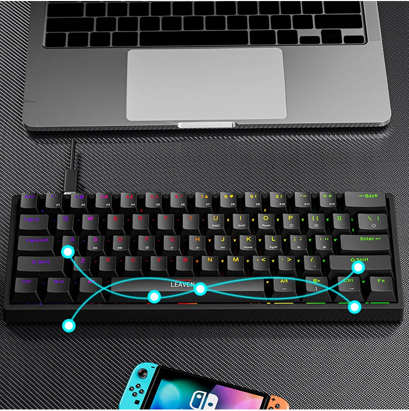 USB K620 Mini Backlit RGB Gaming Mechanical Keyboard Gamer Mechanic Kit 60 Percent DIY Custom PBT Keycap Hotswap USB PC Laptop N