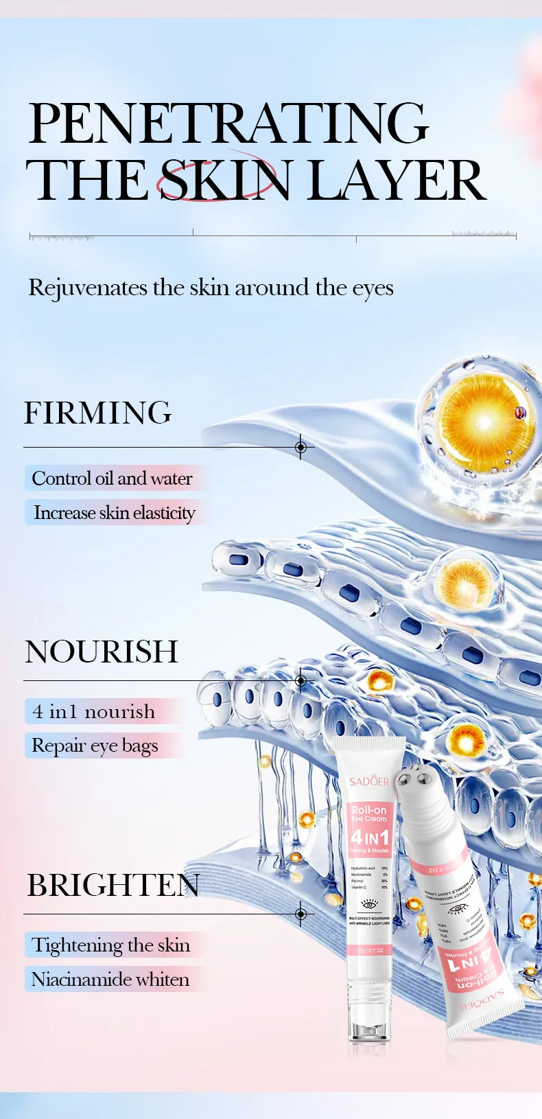 Instant Eye Bag Removal Cream Retinol Anti-Wrinkle Fade Fine Lines Firming Skin Anti Dark Circle Puffiness Brighten Eye Care