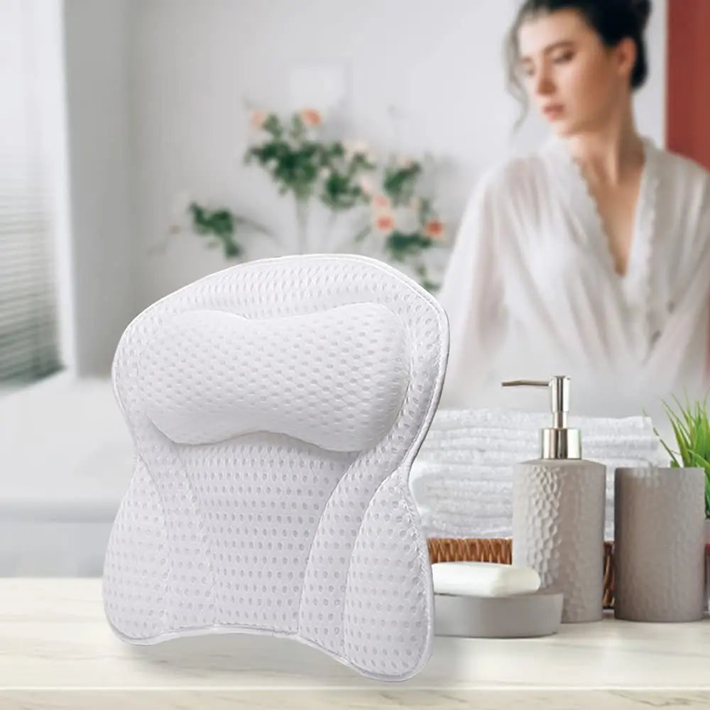 Bathtub Pillow for Tub, Bath Pillow for Neck & Back Support with Strong Suction Cups, Soft Spa Bath Pillow