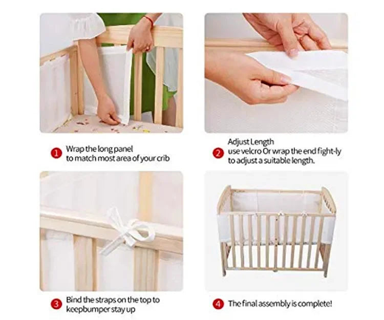 Breathable Bed Rail Bumper for Baby Safety Multi-Color Soft Mesh Toddler Bed Rail Guard for 4-Panel and Small Baby Cribs