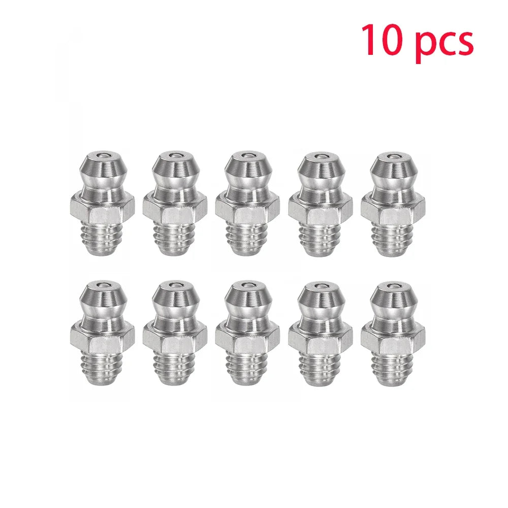 10/20PCS Grease Gun Coupler Steel Connector Fittings Grease Nipple M6 Straight Hydraulic Car Filling Tools Grease Fitting Nipple