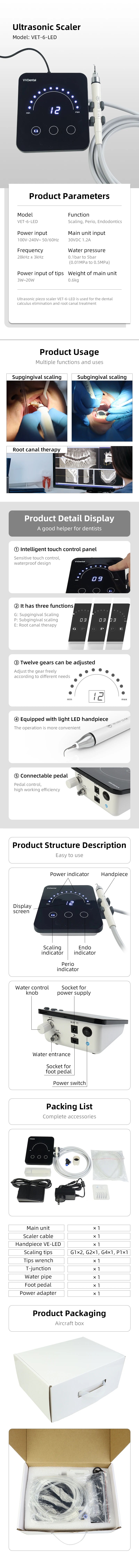 Dental Dentistry Ultrasonic Scaler with LED Handpiece of New Smart Touch Screen Scaler Teeth Whitening Machine