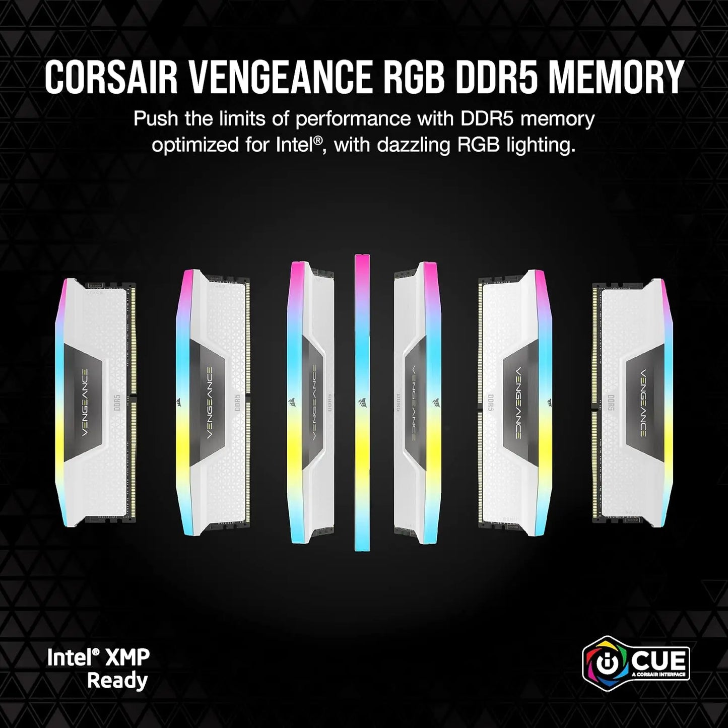 CORSAIR VENGEANCE RGB DDR5 RAM 32GB (2x16GB) 6400MHz CL36 Intel XMP ICUE Compatible Computer Memory - White