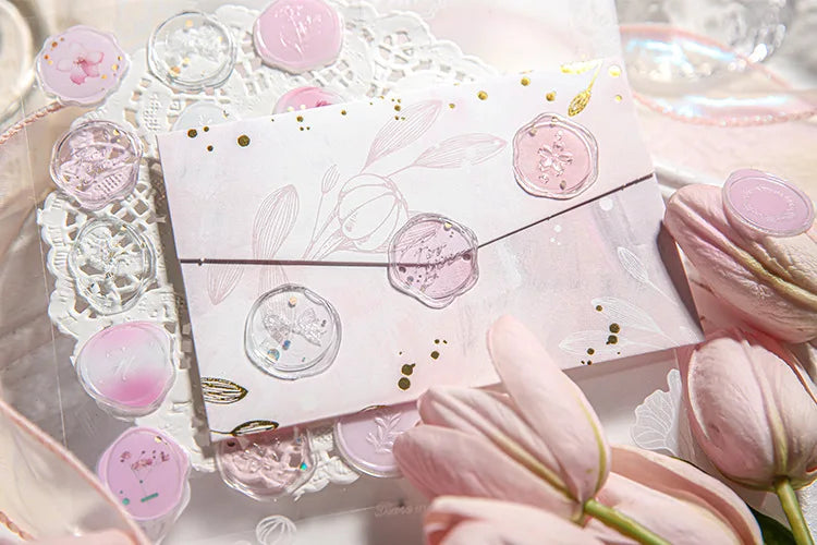 Mr.Paper 4 Style Fire Paint Seal Drip Glue Stickers Good-Looking Envelopes Sealing Paste Handbook Decoration Sticker Stationery