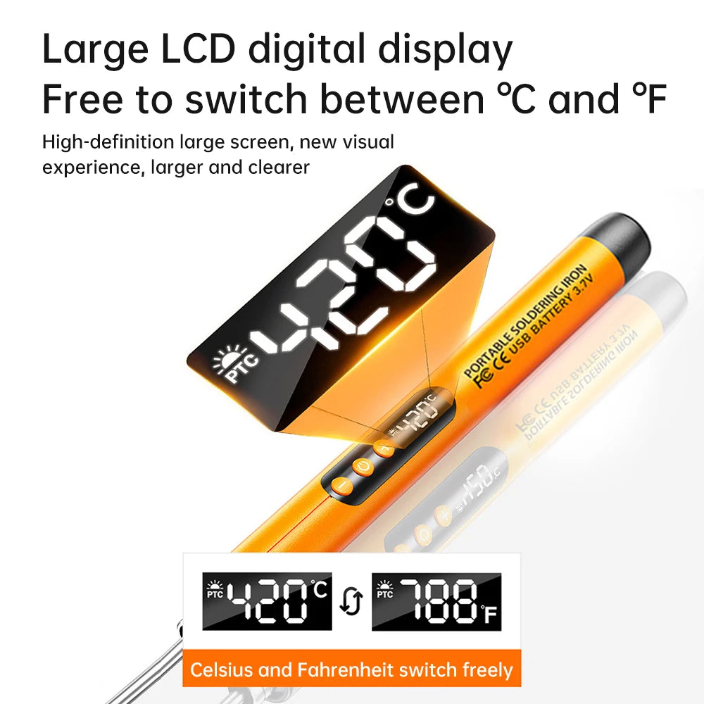 USB Wireless Electric Soldering Iron C200S Replaceable Solder Iron Tips Type-C 5V 8W Fast Charging Portable Repair Welding Tools