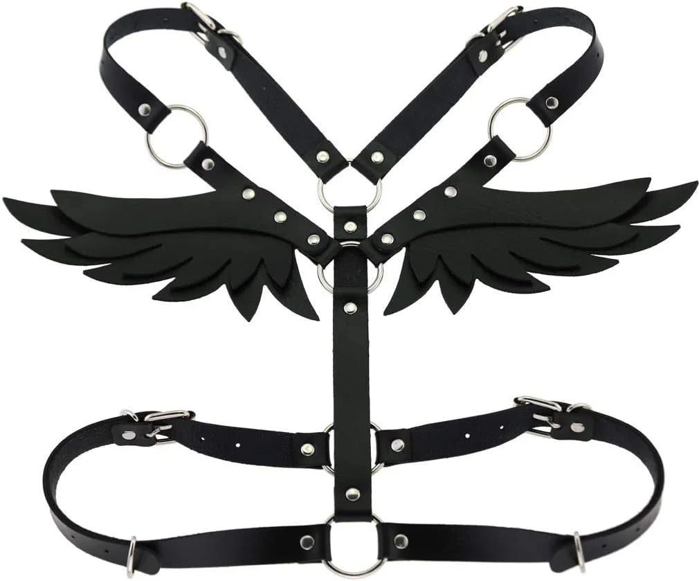 Black PU Leather Punk Body Chains Fashion Strong And Sturdy Waist Straps Belt Club Adjustable Body harness