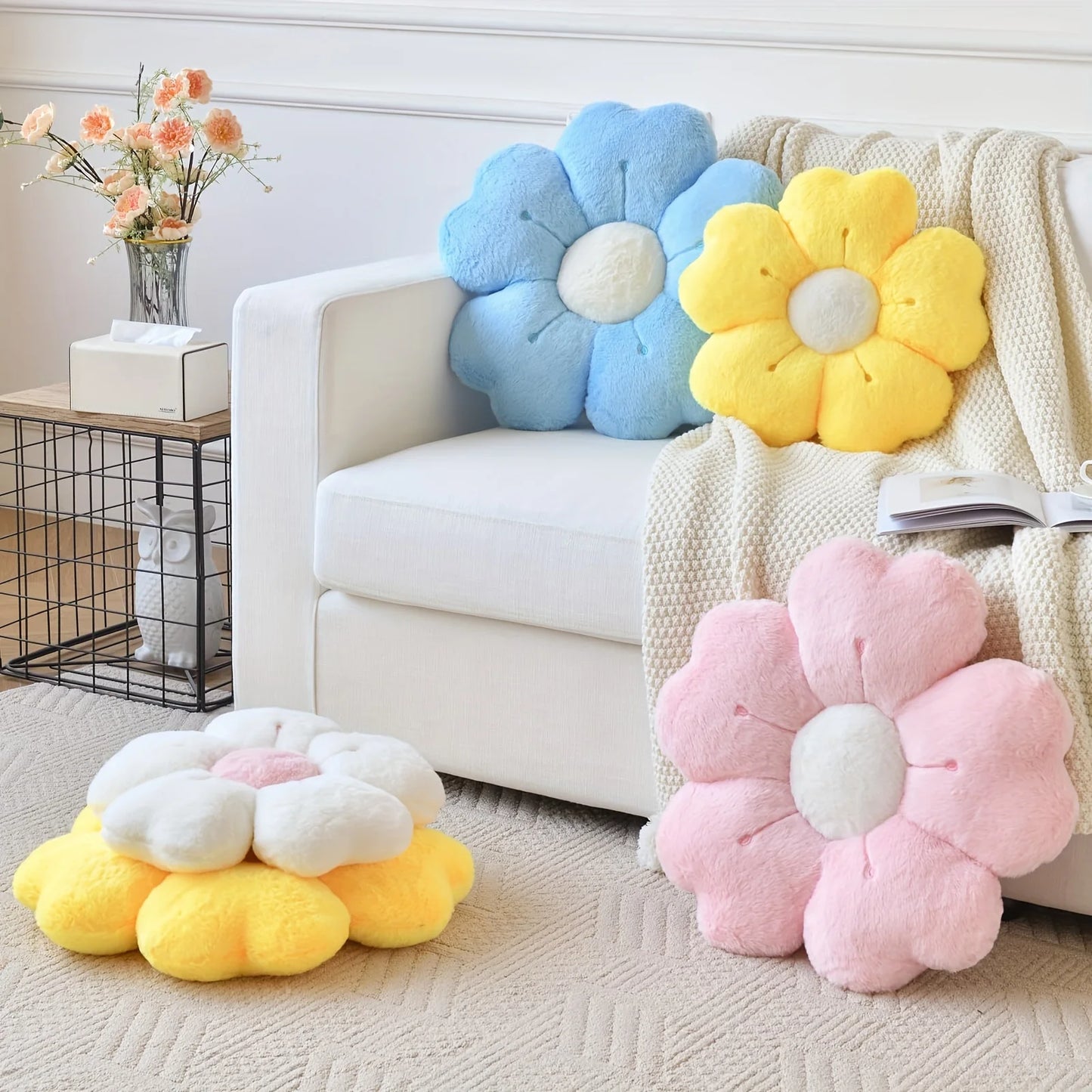 Flower-Shaped Plush Throw Pillow - Comfortable and Cute Mattress and Sofa Decor Cushion, Chair Cushion  floor cushion