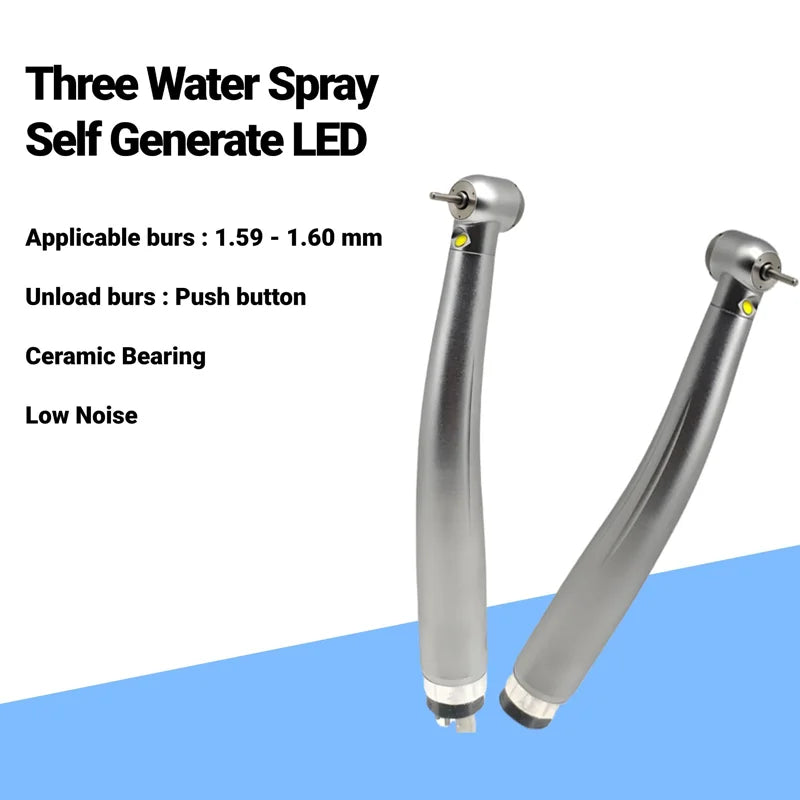 Dental LED High Speed Handpiece Torque Head Air Turbine E-Generator Ceramic Bearing Dentist Tips Triple Water Spray 2/4 Hole