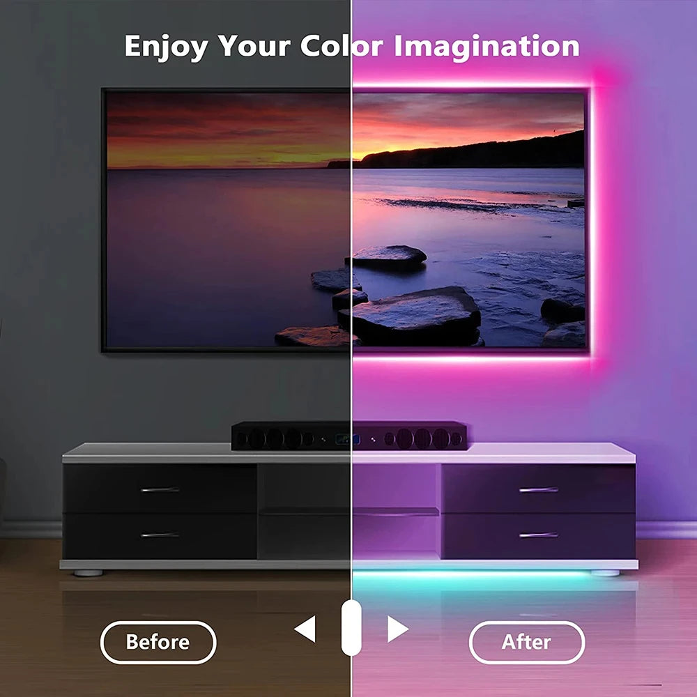 Smart Led Strip Lights 5050 RGB Bluetooth APP Remote Control USB 5V Led Tape Diode Flexible Ribbon Led Lamp Tape for TV Festival