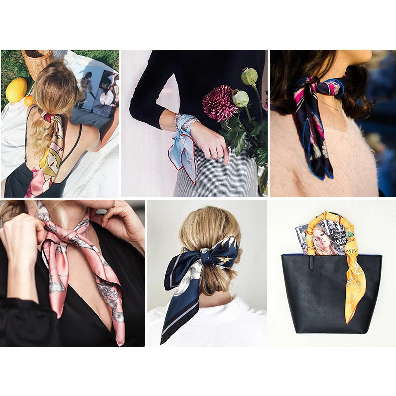 Woman Skinny Silk Scarf 90cm*4cm Long Hair Strip Silk Ribbon Small Neck Scarves Bag Handle Ribbon Scarf Kerchief Ladies Tie