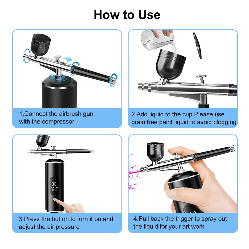 Airbrush with Compressor Portable Airbrush Painting Mini Spray Gun for Painting Paint Crafts Airbrush Compressor Paint Spray Gun