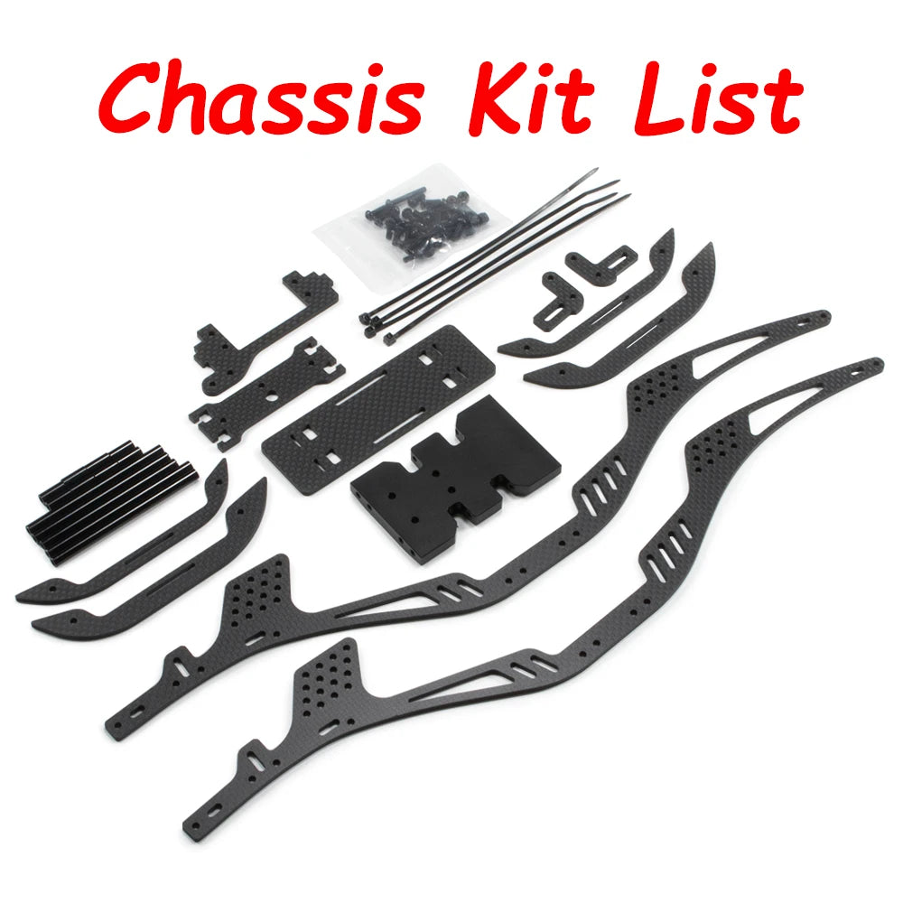 Carbon Fiber LCG Chassis Kit Cheater Rigs Frame with Delrin Skid for 1/10 RC Car Crawler SCX10 II Element Enduro Comp Builds