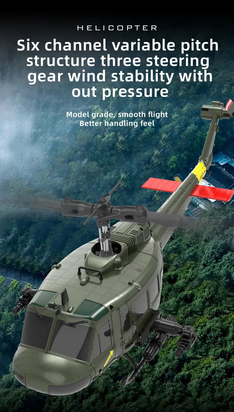2.4G Hot UH-1 Huey 2.4G remote control helicopter six-channel six-axis gyroscope one-button inverted aerobatic helicopter model