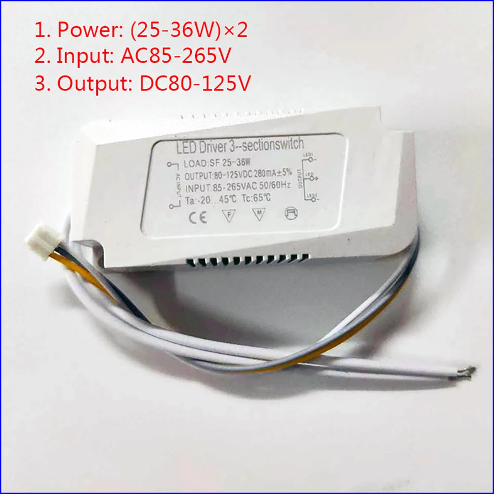AC Input 85-265V Isolation driver With 3Colors LED transformer (8-12W)×2 (36-50W)X2  for dimmable color-changeable chandelier