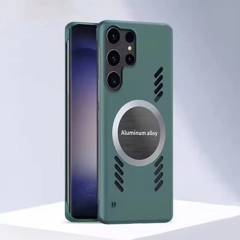 Graphene Heat Dissipation Magnetic Phone Case for Samsung S25 Edge S24 S23 S22 S21 S20 FE Plus Note 20 Ultra Frameless Cover