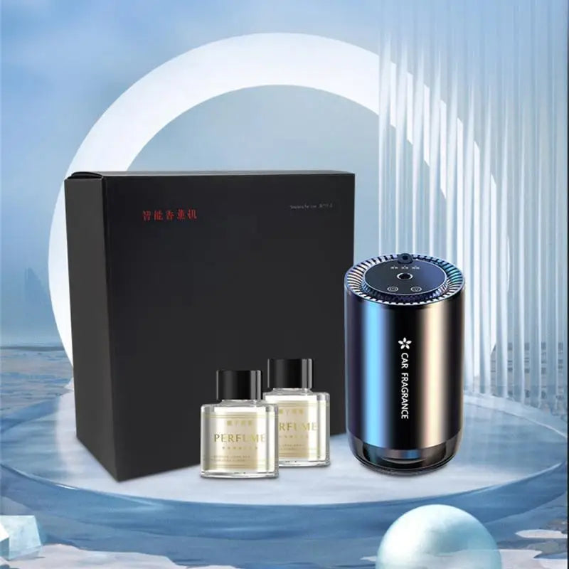 Car Air Freshener Essential Oil Fragrance Diffuser Smell Distributor USB Rechargeable Aromatherapy Scent Air Refresher LED Light