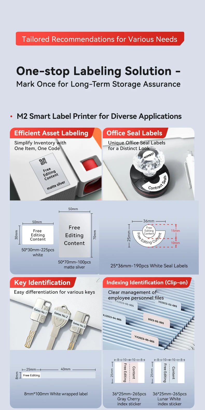 NIIMBOT M2 Portable Thermal Transfer Self-adhesive Label Printer Multi-function Label Making Machine Printer Without Ink