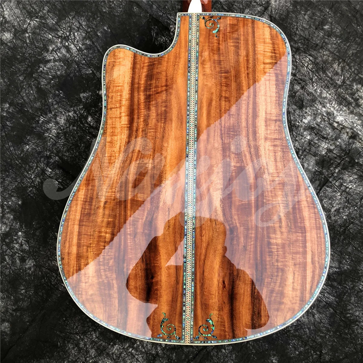 Solid Wood All Koa Acoustic Guitar 41 Inches D Type Cutaway Body Real Abalone Flowers Ebony Fingerboard Guitar