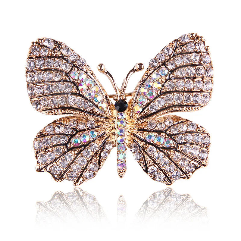 Rhinestone Butterfly Brooch, Glittering , Multi-color Optional, For Women Small Gift